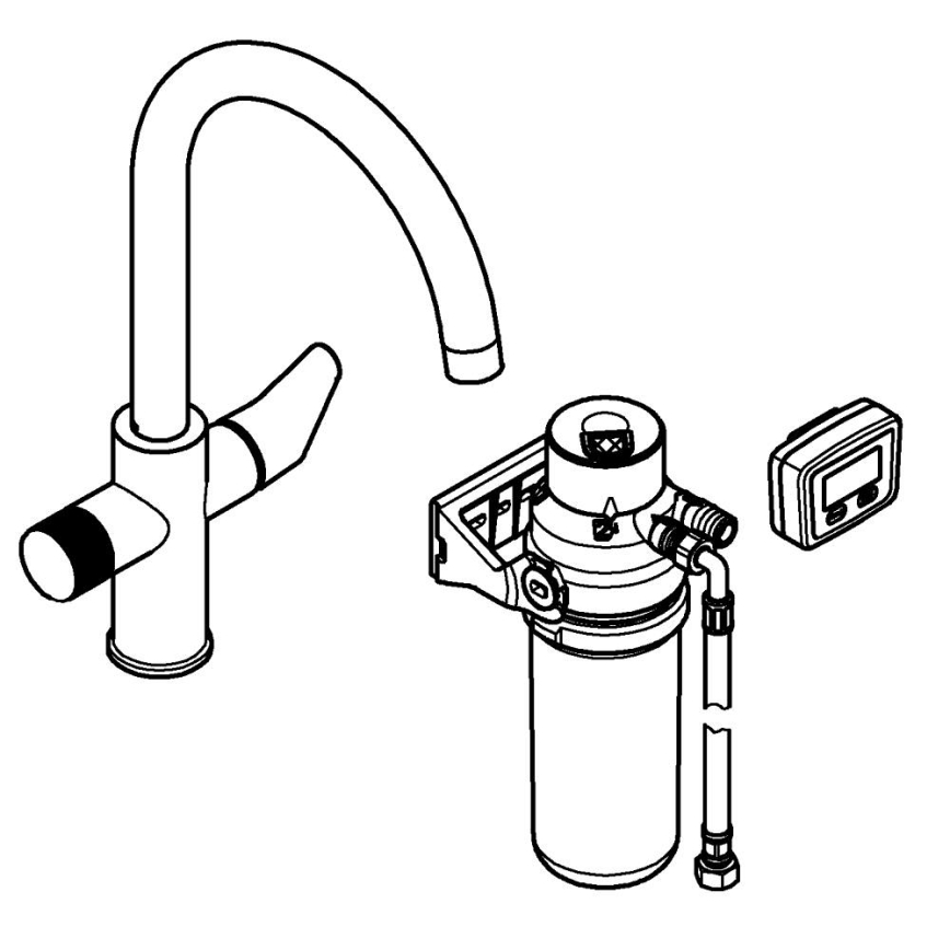 GROHE 30593000 - Mosogató csaptelep BLUE PURE C-kifolyó, fényes króm