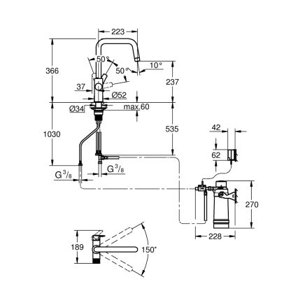 GROHE 30594000 - BLUE PURE Start mosogatócsaptelep, Ultrasafe szűrőfunkcióval, króm