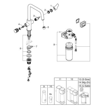 GROHE 30596000 - BLUE PURE konyhai csaptelep beépített szűrőfunkcióval, fényes króm