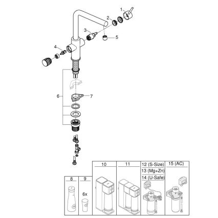 GROHE 30600000 - BLUE PURE L-kifolyós konyhai csaptelep, fényes króm