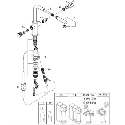 GROHE 30601DC0 - BLUE PURE mosogató csaptelep, kihúzható kifolyófej, rozsdamentes acél
