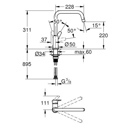 GROHE 30630000 - START mosogató csaptelep, 311 mm, fényes króm