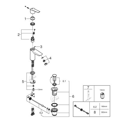 GROHE 311372432 - QUICKFIX START 165 mm mosdócsaptelep, fekete
