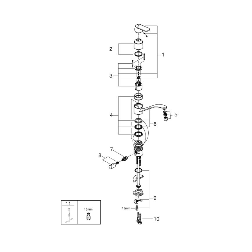GROHE 31161000 - EUROSMART COSMOPOLITAN 140° mosogató csaptelep, tükörfényes króm