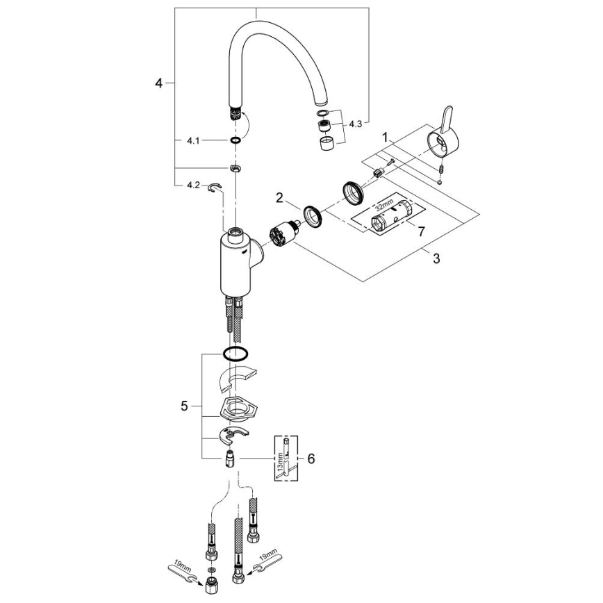 GROHE 31180000 - EUROSMART COSMOPOLITAN mosogató csaptelep, fényes króm