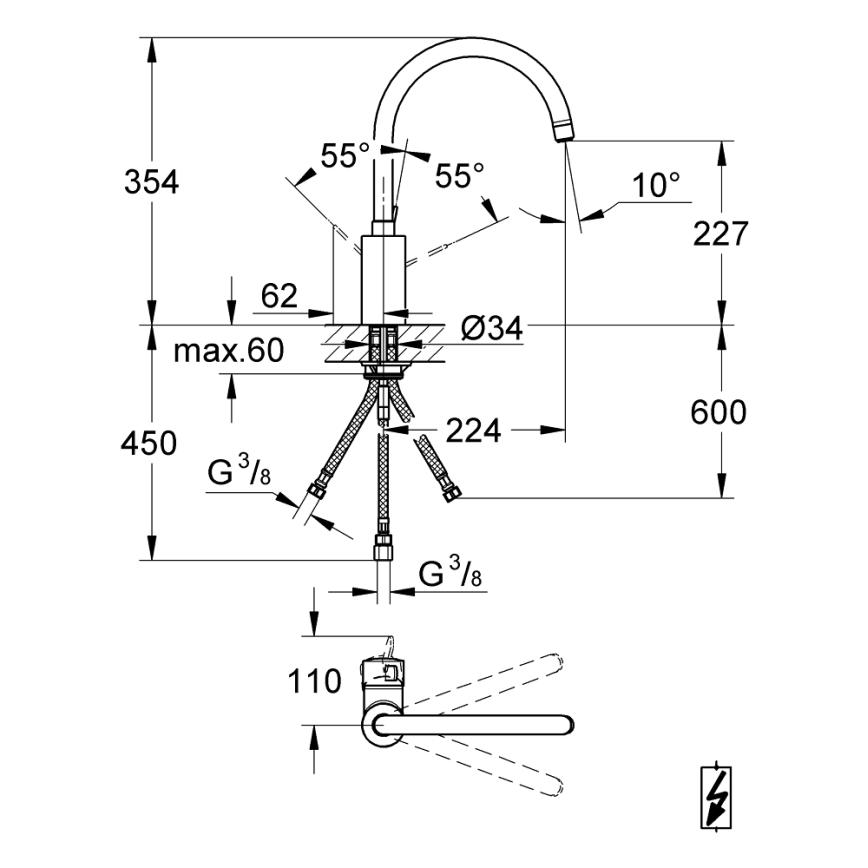GROHE 31180000 - EUROSMART COSMOPOLITAN mosogató csaptelep, fényes króm