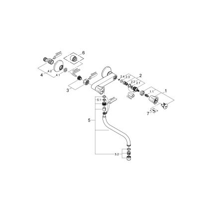GROHE 31187001 - COSTA L 200 mm fali mosogató csaptelep, fényes króm