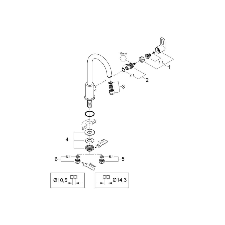 GROHE 31222000 - BAULOOP mosogató csaptelep, fényes króm