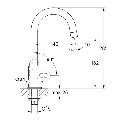 GROHE 31222000 - BAULOOP mosogató csaptelep, fényes króm