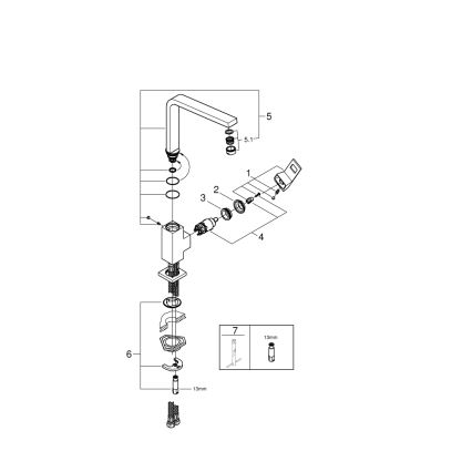 GROHE 31255000 - EUROCUBE mosogatócsaptelep, fényes króm