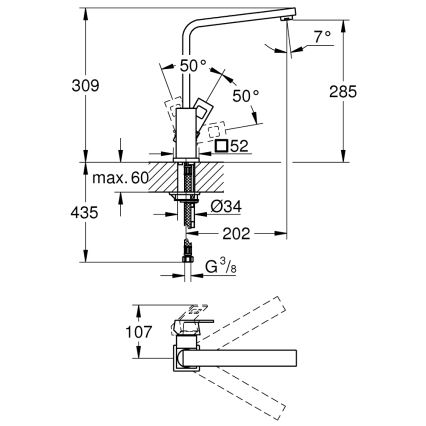 GROHE 31255000 - EUROCUBE mosogatócsaptelep, fényes króm
