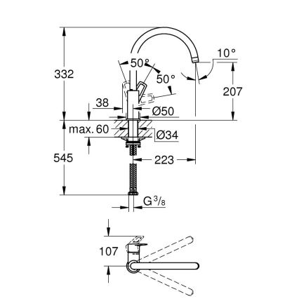 GROHE 31368001 - Mosogató csaptelep BAULOOP, fényes króm