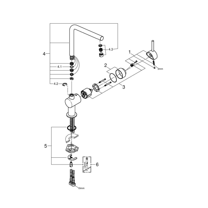 GROHE 31375000 - A típusú mosogató csaptelep, 360 mm, fényes króm