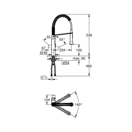 GROHE 31379000 - K7 mosogató csaptelep G12” fényes króm