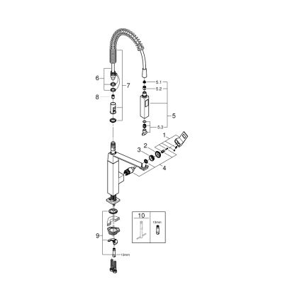 GROHE 31395000 - EUROCUBE mosogató csaptelep, 547 mm, fényes króm