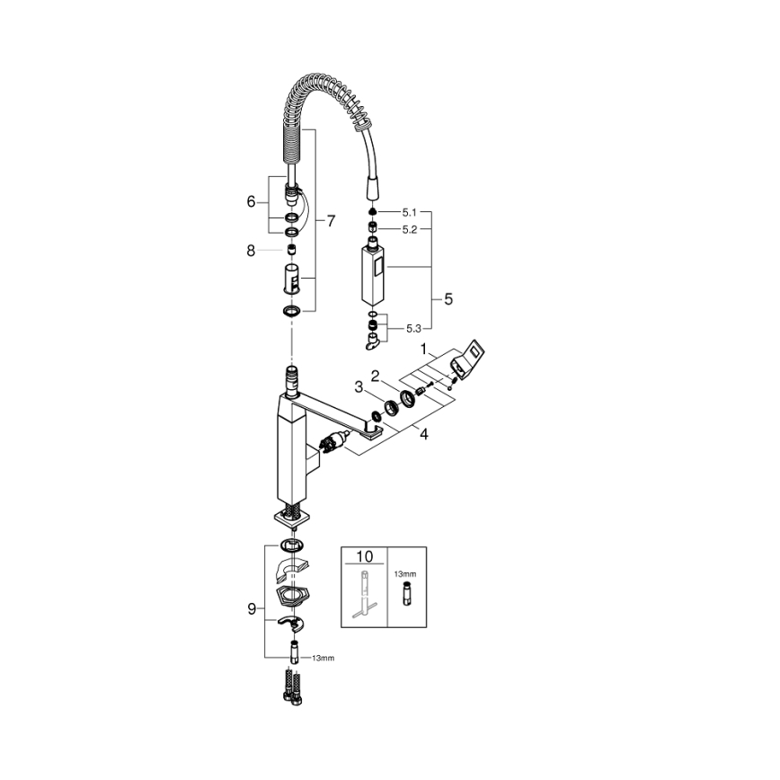 GROHE 31395000 - EUROCUBE mosogató csaptelep, 547 mm, fényes króm