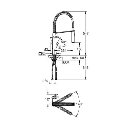 GROHE 31395000 - EUROCUBE mosogató csaptelep, 547 mm, fényes króm