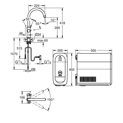 GROHE 31455001 - BLUE HOME mosogató csaptelep, fényes króm