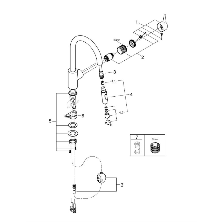 GROHE 31483002 - CONCETTO mosogató csaptelep, fényes króm