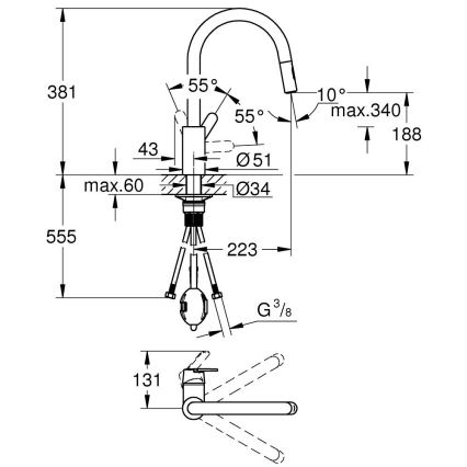 GROHE 31484001 - Mosogató csaptelep GET fényes króm
