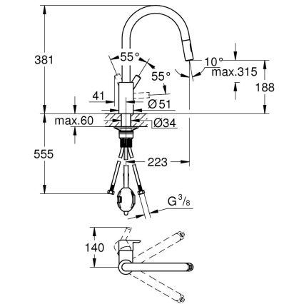 GROHE 31486DC1 - FEEL mosogató csaptelep rozsdamentes acél