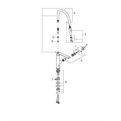 GROHE 31491000 - CONCETTO mosogató csaptelep professzionális zuhanyfejjel, fényes króm