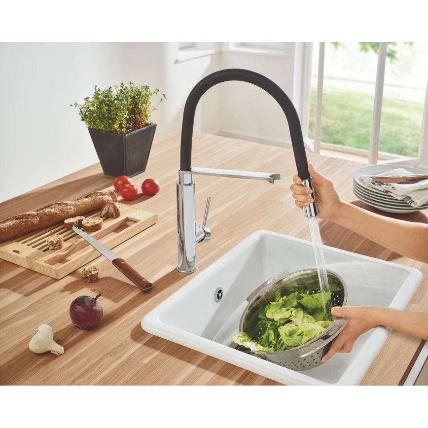 GROHE 31491000 - CONCETTO mosogató csaptelep professzionális zuhanyfejjel, fényes króm