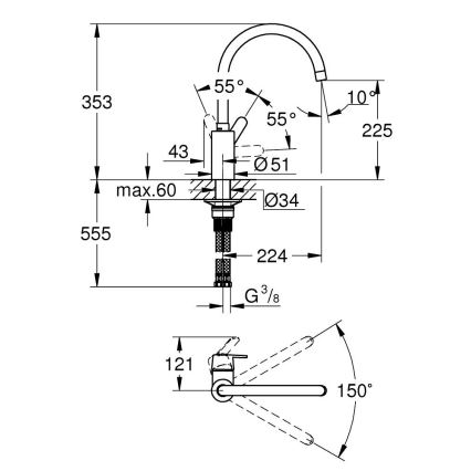 GROHE 31494001 - GET mosogatócsaptelep, fényes króm