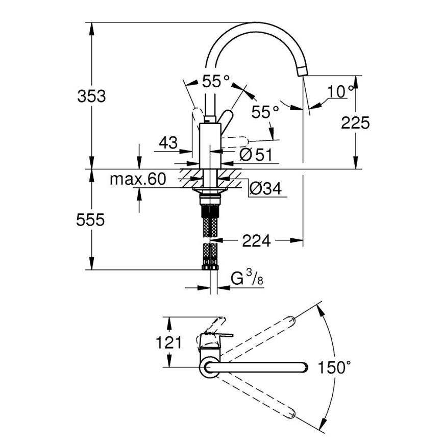 GROHE 31494001 - GET mosogatócsaptelep, fényes króm