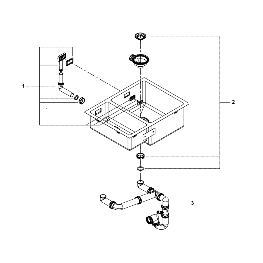 GROHE 31576SD1 - Konyhai mosogató K700U 595 × 450 mm rozsdamentes acél