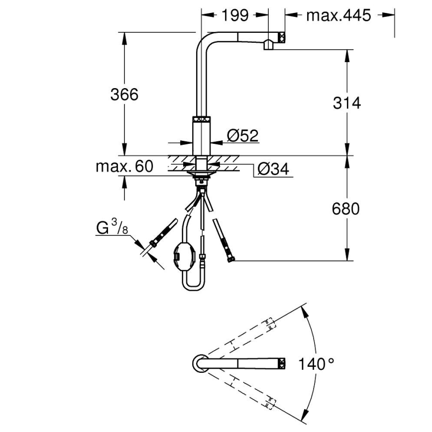 GROHE 31613000 - A SmartControl mosogatócsaptelep, 314 mm, fényes króm