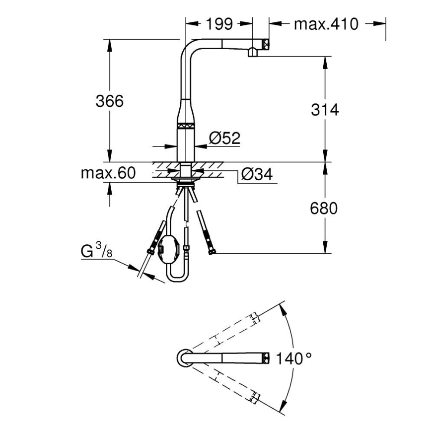 GROHE 31615000 - Mosogatócsaptelep ESSENCE SMARTCONTROL 366 mm fényes króm