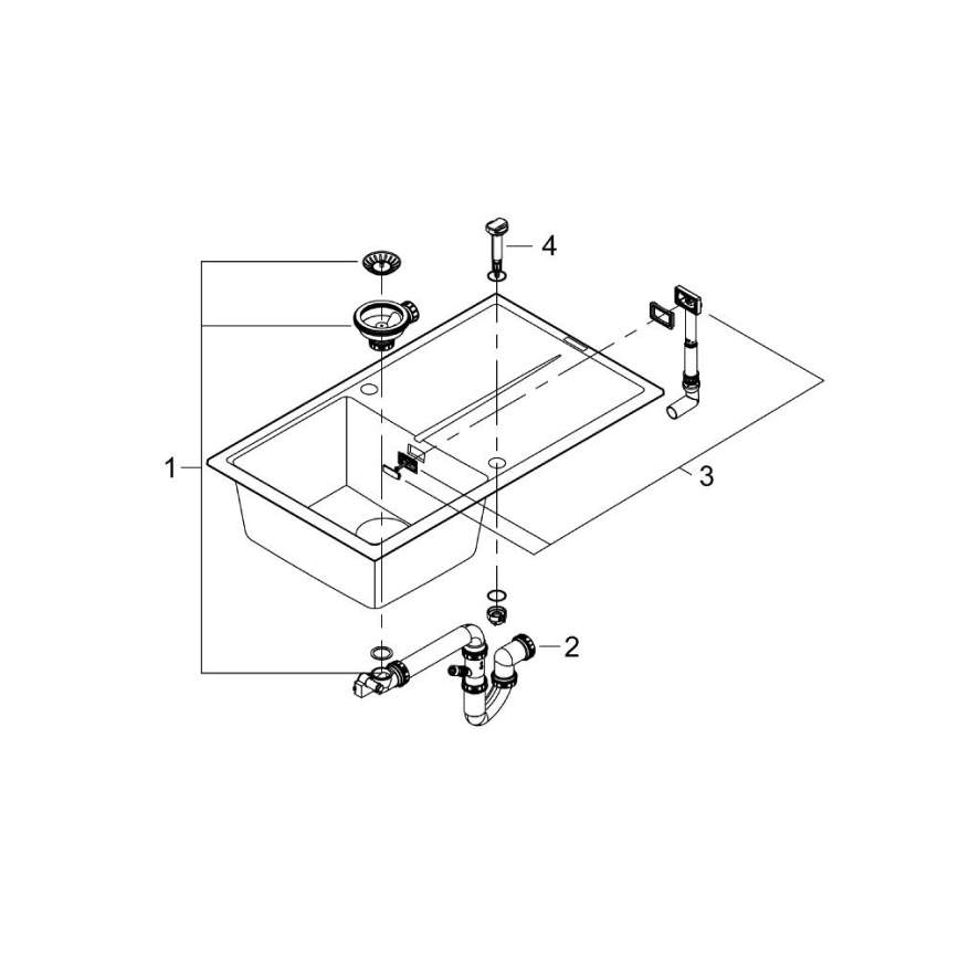 GROHE 31640AP0 - K400 kompozit mosogató 860 × 500 mm fekete