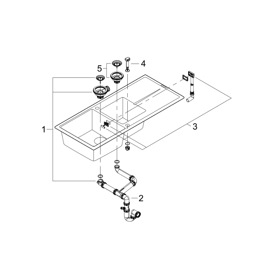 GROHE 31643AP0 - Kompozit mosogató K400 1160 × 500 mm fekete
