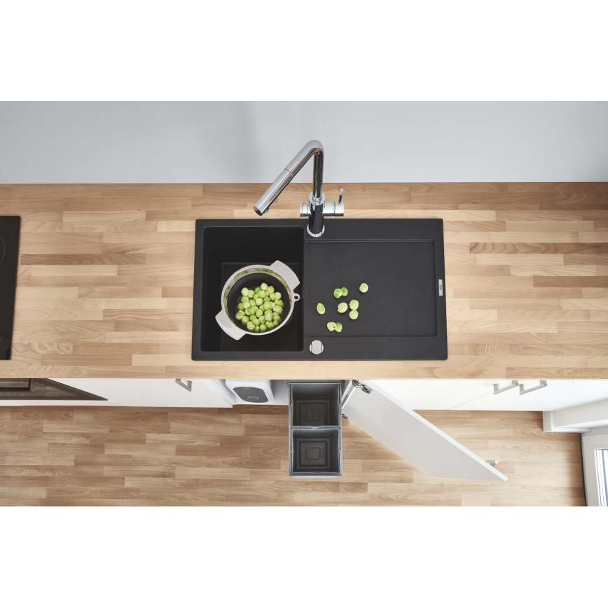 GROHE 31644AP0 - K500 kompozit gránit mosogató, 860 × 500 mm, fekete