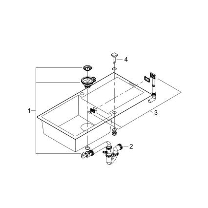 GROHE 31645AP0 - K500 kompozit mosogató 1000 × 500 mm fekete