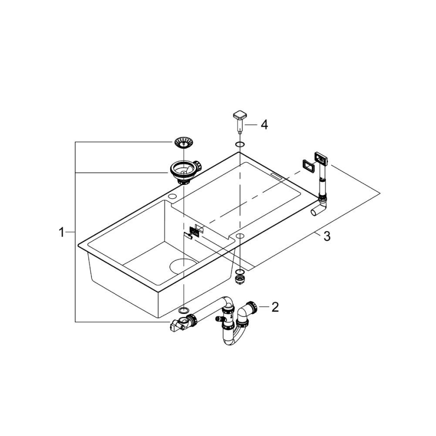 GROHE 31645AP0 - K500 kompozit mosogató 1000 × 500 mm fekete