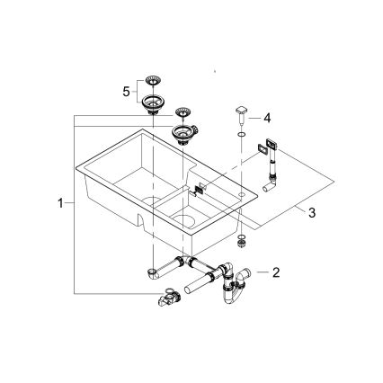 GROHE 31649AP0 - K500 kompozit mosogató, 860 × 500 mm, fekete
