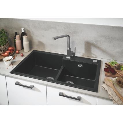 GROHE 31649AP0 - K500 kompozit mosogató, 860 × 500 mm, fekete