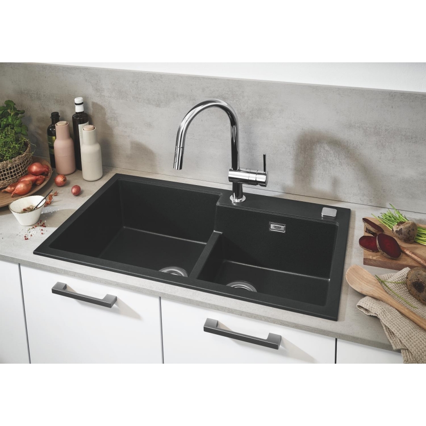 GROHE 31649AP0 - K500 kompozit mosogató, 860 × 500 mm, fekete