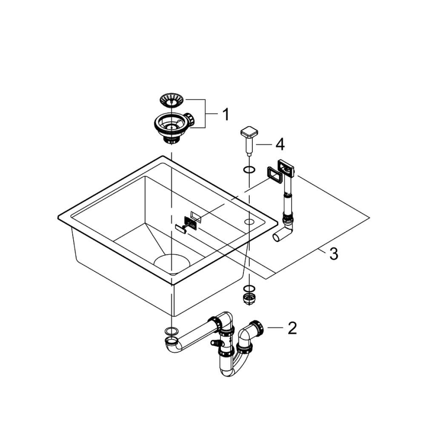 GROHE 31651AP0 - K700 kompozit mosogató, 560 × 510 mm, fekete