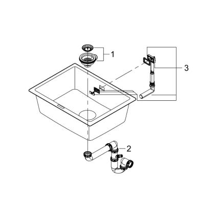 GROHE 31655AP0 - K700U kompozit mosogató, 610 × 460 mm, fekete