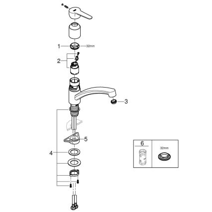 GROHE 31680000 - BAUECO mosogató csaptelep, fényes króm