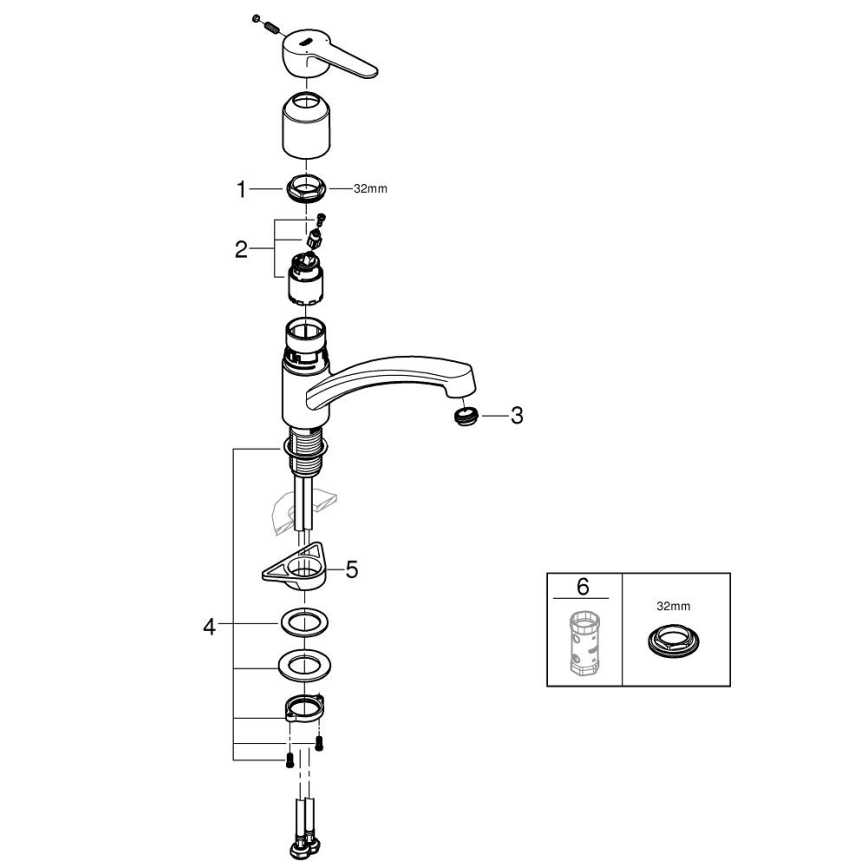 GROHE 31680000 - BAUECO mosogató csaptelep, fényes króm