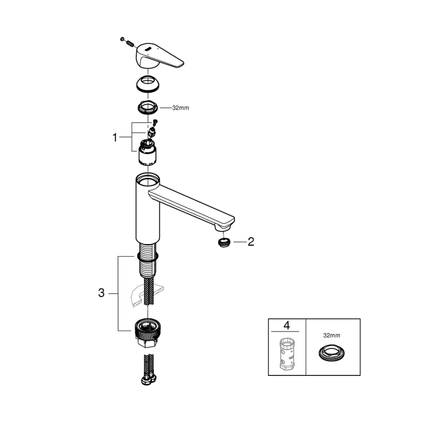 GROHE 31693000 - BAUEDGE mosogató csaptelep, 193 mm, fényes króm
