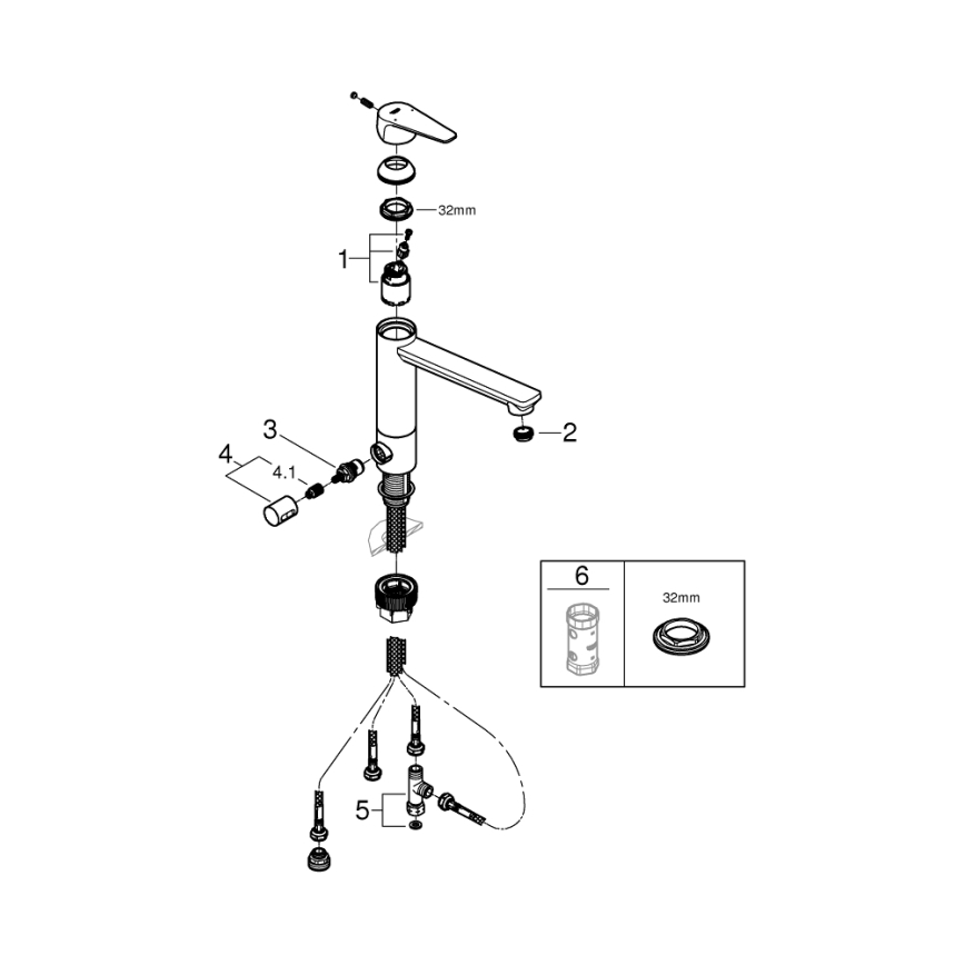 GROHE 31696000 - BAUEDGE mosogatócsaptelep, fényes króm