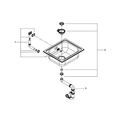 GROHE 31719SD0 - K200 konyhai mosogató 533 × 457 mm, rozsdamentes acél