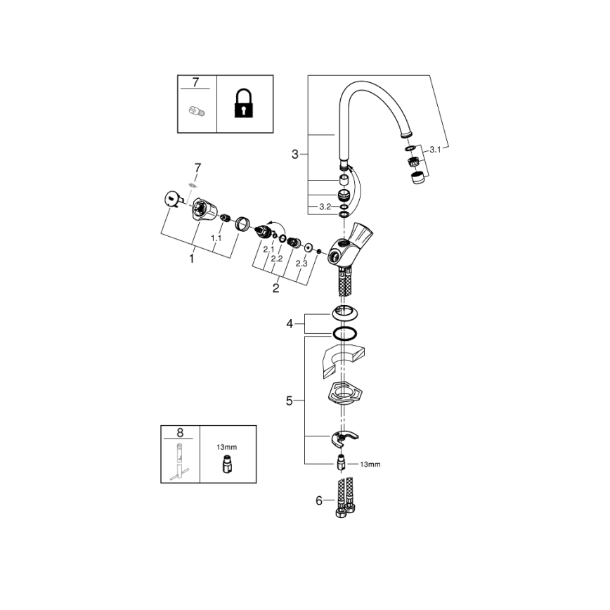GROHE 31831001 - COSTA L mosogató csaptelep, fényes króm