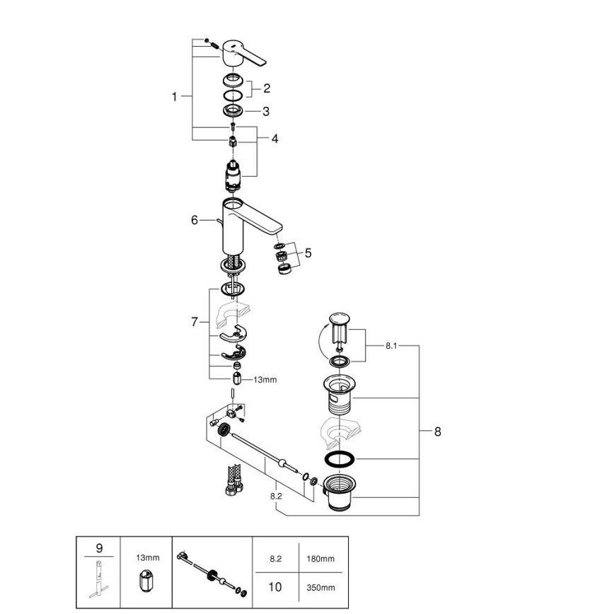 GROHE 32109GL1 - LINEARE mosdócsaptelep, arany