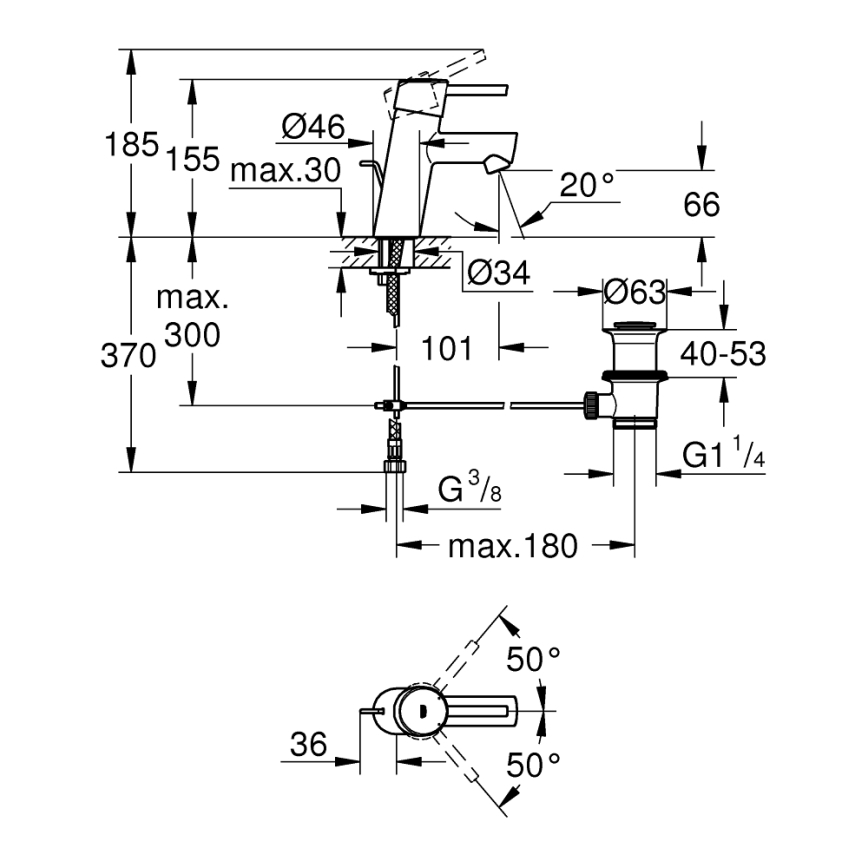 GROHE 32204001 - CONCETTO mosdócsaptelep DN 15 fényes króm